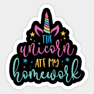 the unicorn ate my homework Sticker